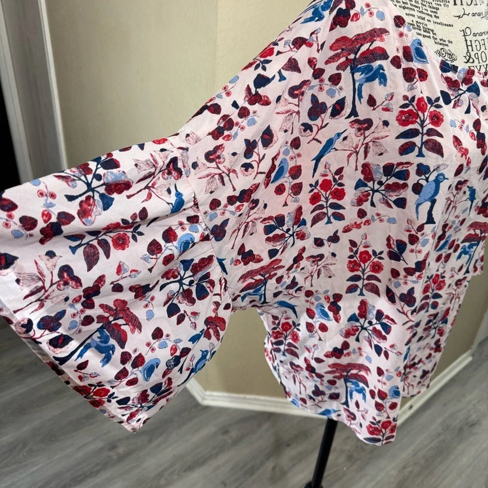 Sanctuary Pink Blouse with Red & Blue Floral Bird Print - Picture 8 of 11